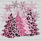Pink Christmas Trees Winter Christmas Ready to Press Transfer