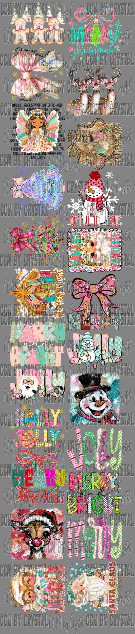 Pre Made Pink Christmas GANG Sheet 120" DTF Gang Sheet