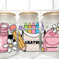 Pink Girl Back to School UV Transfer 16oz Libby Glass Can Wrap Ready to Apply