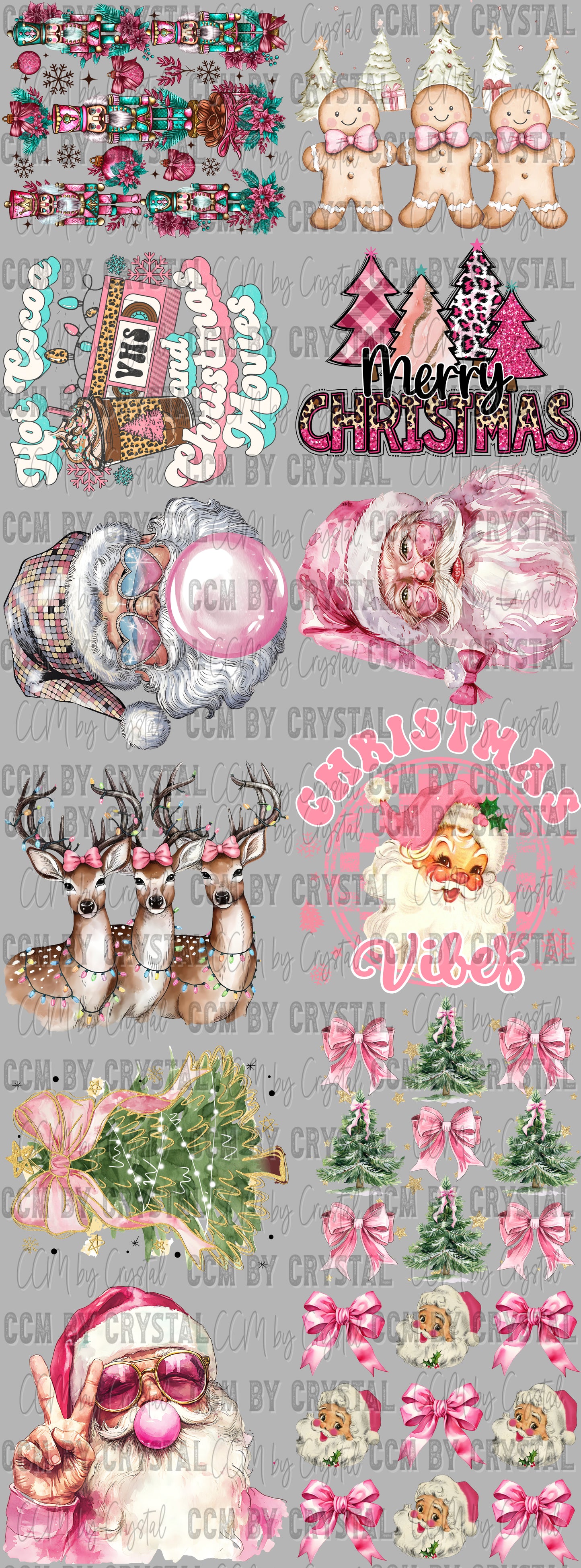 Pink Christmas GANG Sheet 60" DTF Gang Sheet