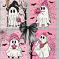 Pink Ghosts Halloween Ready to Press Transfer DTF Transfer Sublimation Transfer