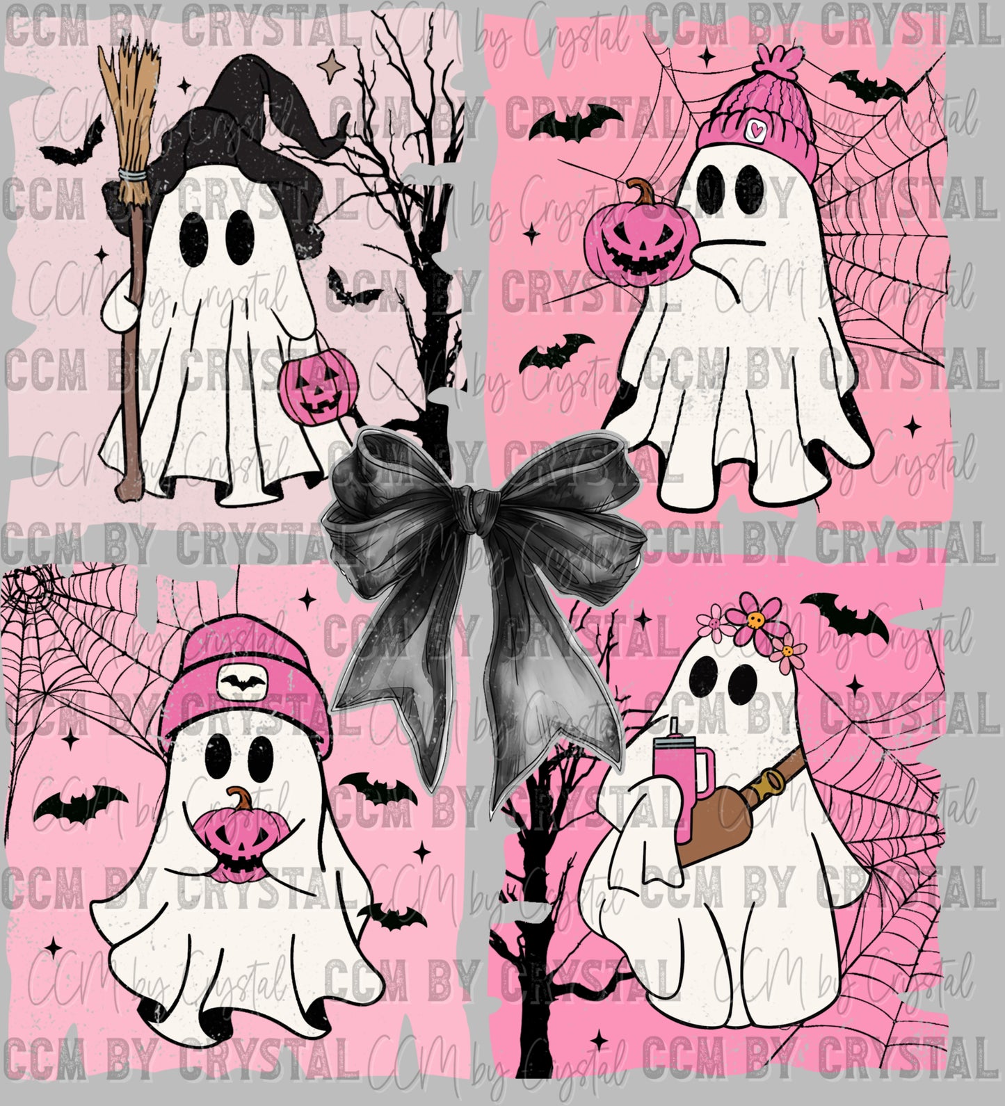 Pink Ghosts Halloween Ready to Press Transfer DTF Transfer Sublimation Transfer