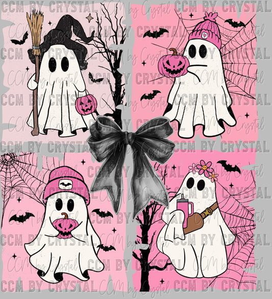 Pink Ghosts Halloween Ready to Press Transfer DTF Transfer Sublimation Transfer