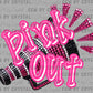 Pink Out Cheer Faux Rhinestones Ready to Press Transfer DTF Transfer Sublimation Transfer