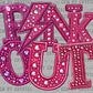 Pink Out Lightning Bolt Faux Rhinestones Ready to Press Transfer DTF Transfer Sublimation Transfer