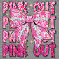 Pink Out Breast Cancer Awareness Bow Ready to Press Transfer DTF Transfer Sublimation Transfer
