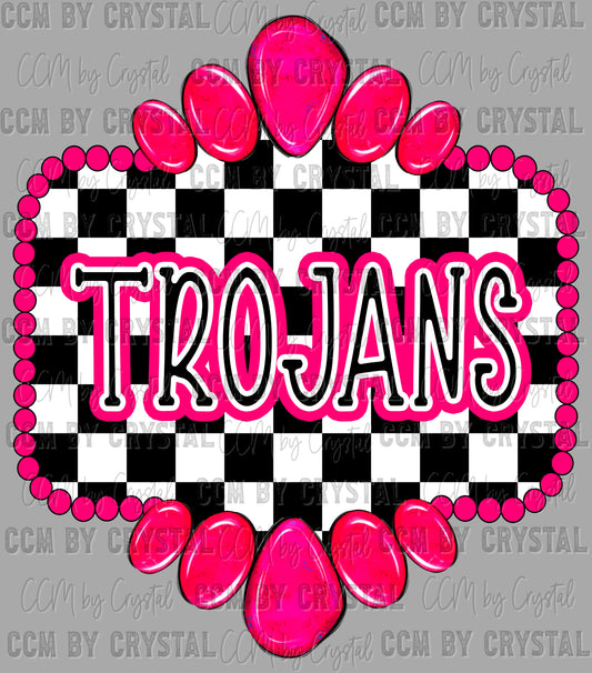 Pink Trojans Concho Ready to Press Transfer DTF Transfer Sublimation Transfer