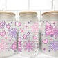 Pink Winter Christmas UV Transfer 16oz Libby Glass Can Wrap Ready to Apply