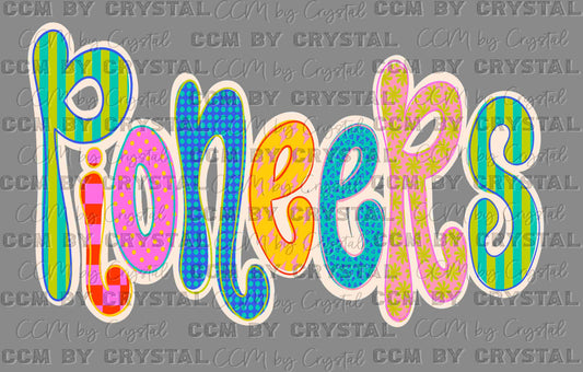 Pioneers Doodle Colorful Mascot Ready to Press Transfer Direct to Film DTF Transfers