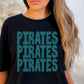 Pirates Stacked 11" One Color Ready to Press Spangle Transfer Bling Transfer Sparkle Transfer