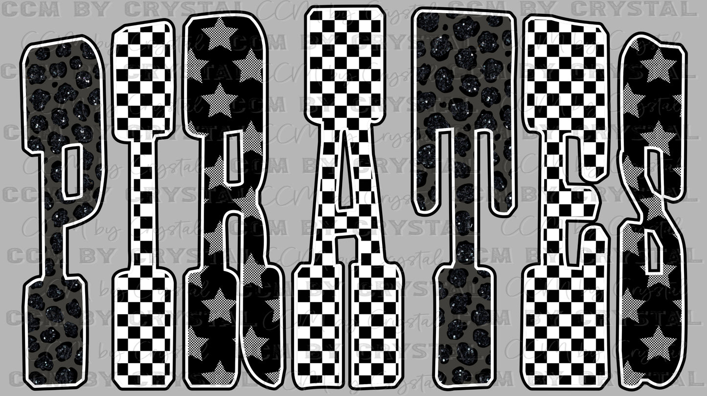 Pirates Black and White Ready to Press Transfer DTF Transfer Sublimation Transfer