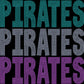 Pirates Stacked 11" 3-Color Ready to Press Spangle Transfer Bling Transfer Sparkle Transfer