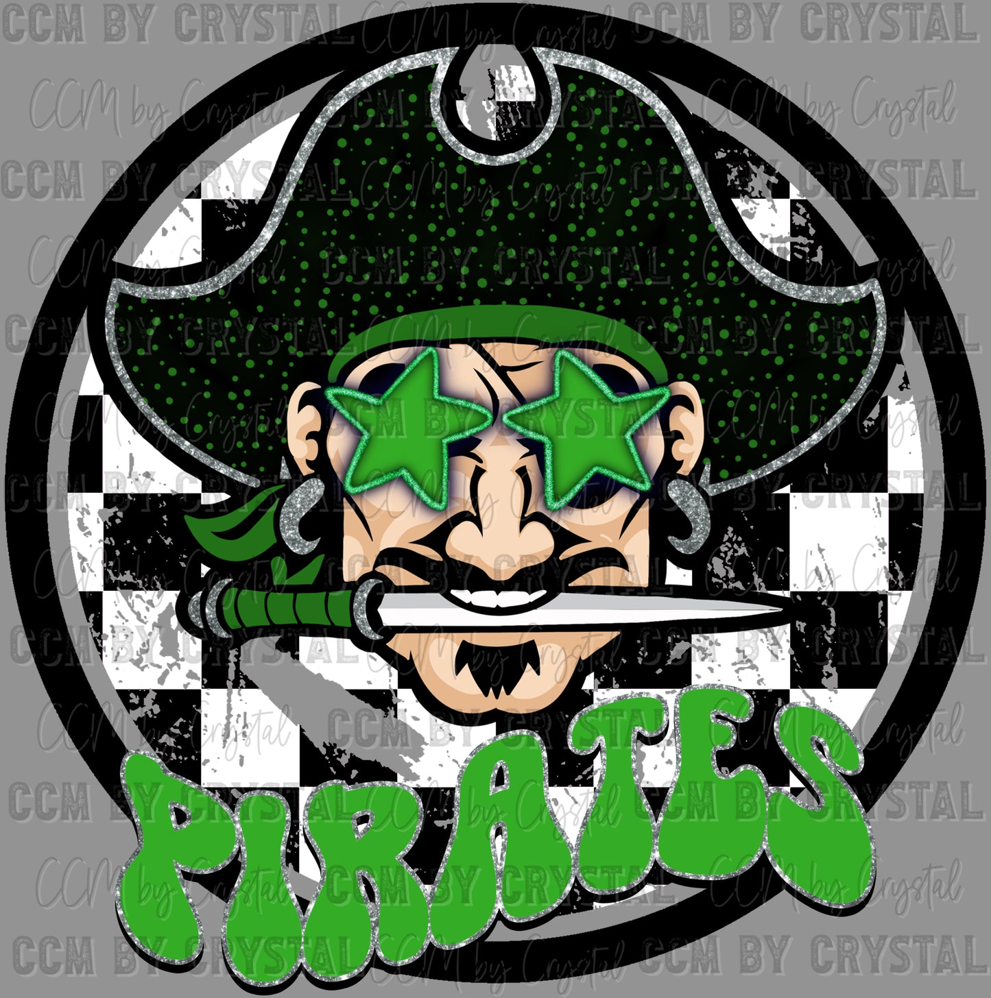 Pirates Green Mascot Sports Ready to Press Transfer DTF Transfer