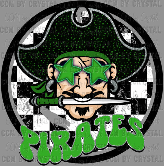 Pirates Green Mascot Sports Ready to Press Transfer DTF Transfer