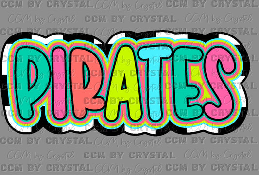Pirates Colorful Mascot Ready to Press Transfer DTF Transfer Sublimation Transfer
