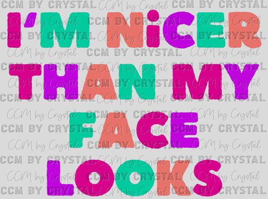 I'm Nicer Than My Face Looks Ready to Press Transfer