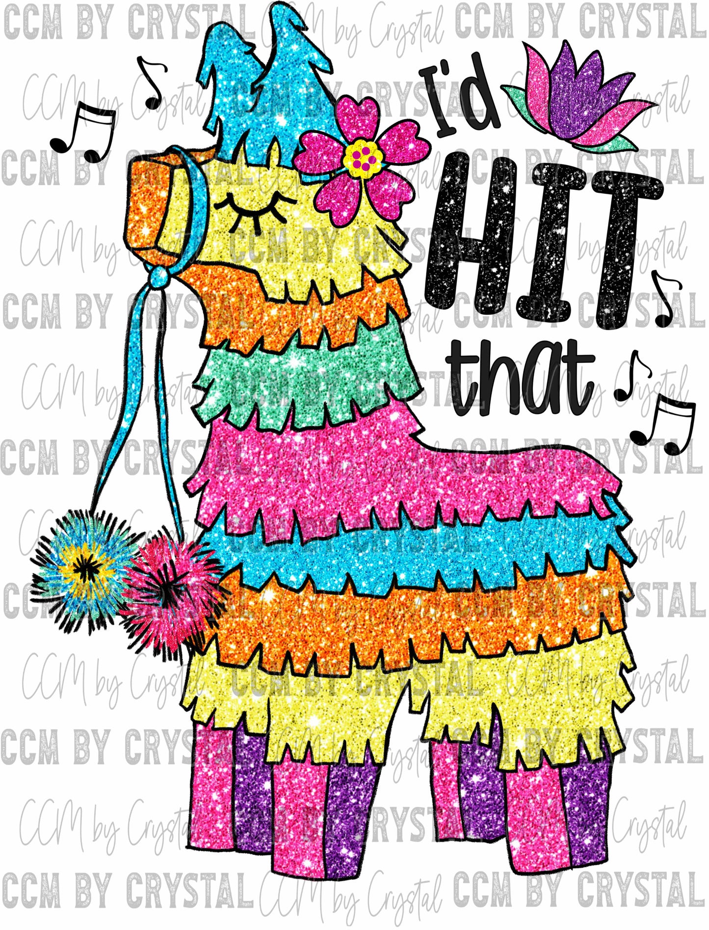 I'd Hit That Cinco De Mayo Faux Glitter Ready to Press Transfer