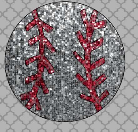 Baseball Faux Sequins Ready to Press Transfer DTF Sublimation