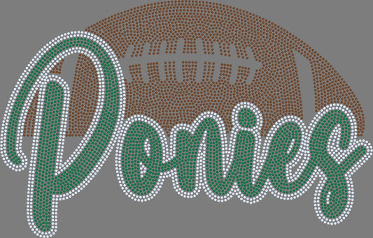 Ponies Football 3-Color Approximately 11" wide Spangle Transfer
