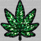 Pot Leaf Faux Rhinestone Effect Ready to Press Transfer DTF Transfer Sublimation Transfer