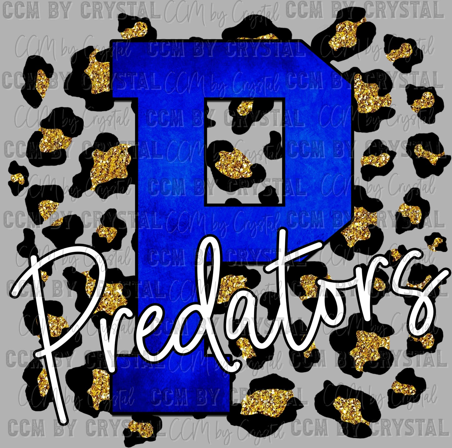 P Predators Gold Leopard Background Ready to Press Transfer DTF Transfer Sublimation Transfer