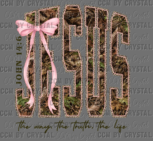 Green Camo Jesus the Way, the Truth Ready to Press Instant Peel DTF Transfers Sublimation Transfers