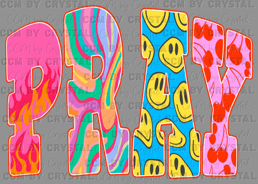 Pray Retro Christian Ready to Press Instant Peel DTF Transfers Sublimation Transfers