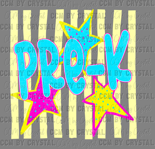 Pre-K Girly Pastel Back to School Ready to Press DTF Transfers Sublimation Transfers
