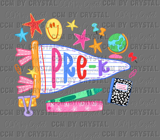 Pre-K Back to School Girly Ready to Press DTF Transfers Sublimation Transfers