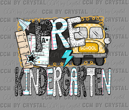 Pre K Back to School Ready to Press Transfer DTF Transfer Sublimation Transfer