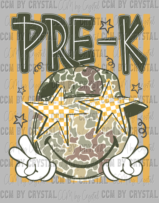 Pre-K Camo Stars Back to School Ready to Press DTF Transfers Sublimation Transfers