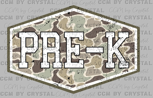 Pre-K Camo Back to School Ready to Press DTF Transfers Sublimation Transfers