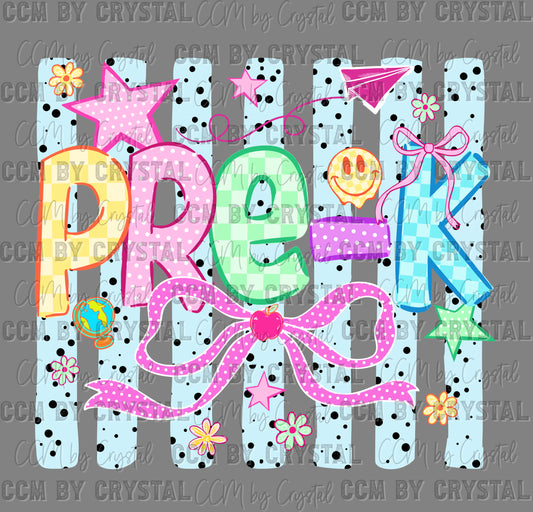 Pre-K Girly Pastel Back to School Ready to Press DTF Transfers Sublimation Transfers