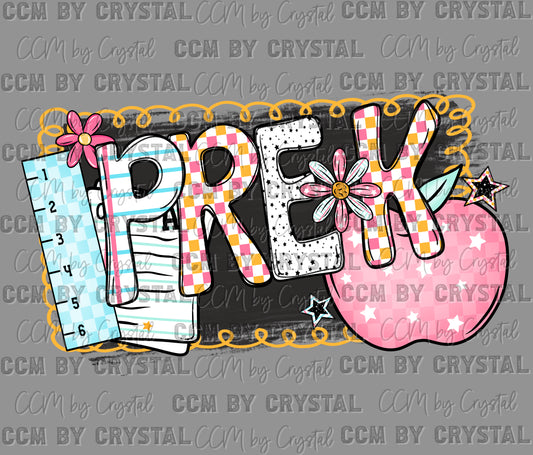 Pre K Back to School Ready to Press Transfer DTF Transfer Sublimation Transfer