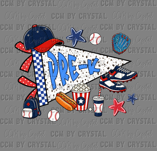Pre-K Back to School Baseball Ready to Press DTF Transfers Sublimation Transfers