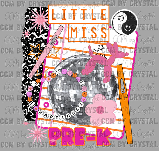 Pre-K Grade Disco Back to School Ready to Press Transfer DTF Transfer Sublimation Transfer