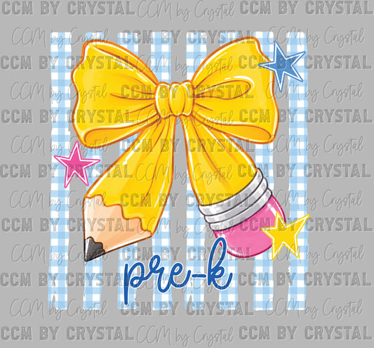 Pre-K Bow Back to School Ready to Press DTF Transfers Sublimation Transfers