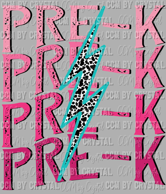 Pre K Lightning Bolt Ready to Press Transfer