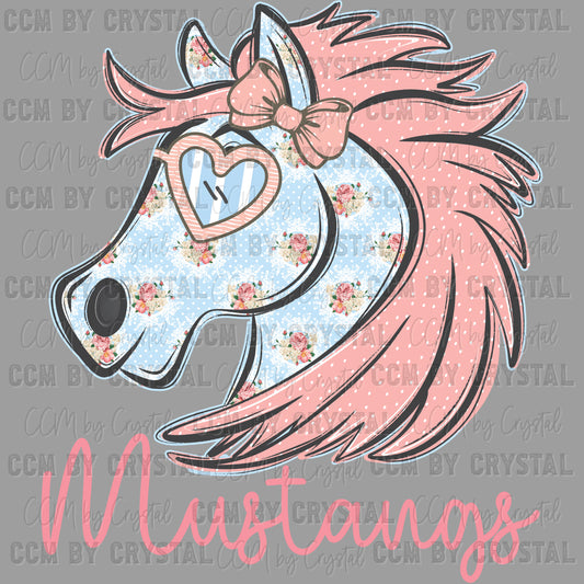 Preppy Mustangs Mascot Ready to Press Transfer DTF Transfer Sublimation Transfer