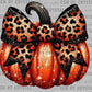 Halloween Leopard Bow Pumpkin Faux Glitter Ready to Press Transfer DTF Transfer Sublimation Transfer