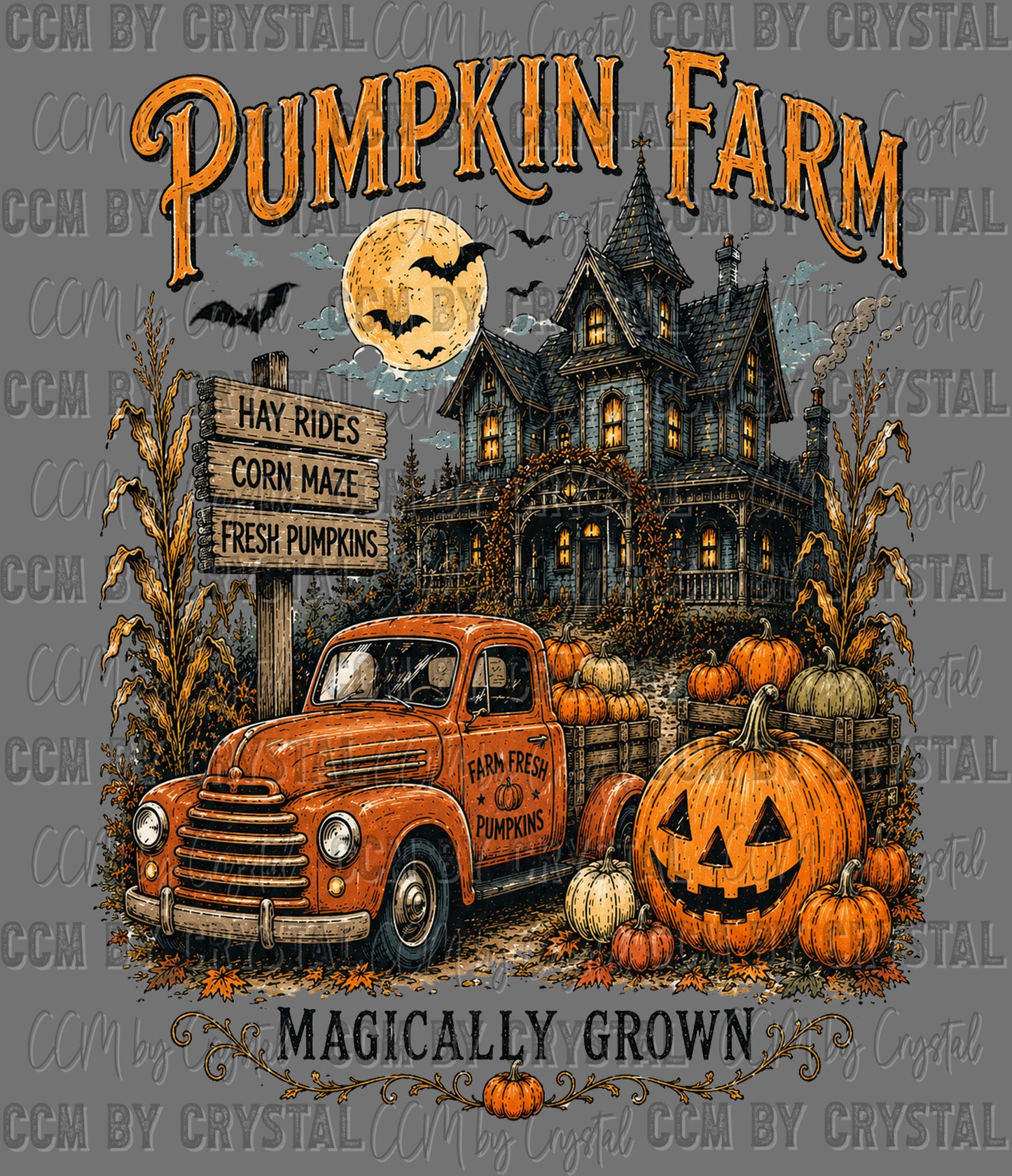 Halloween Pumkin Farm Ready to Press DTF Transfers Sublimation Transfers