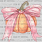 Fall Pumpkin with Pink Bow Ready to Press Transfer DTF Transfer Sublimation Transfer