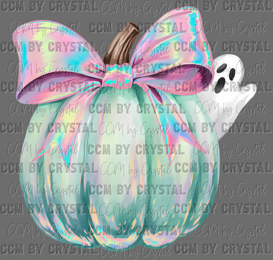 Mint Green Iridescent Pumpkin Ready to Press Transfer DTF Transfer