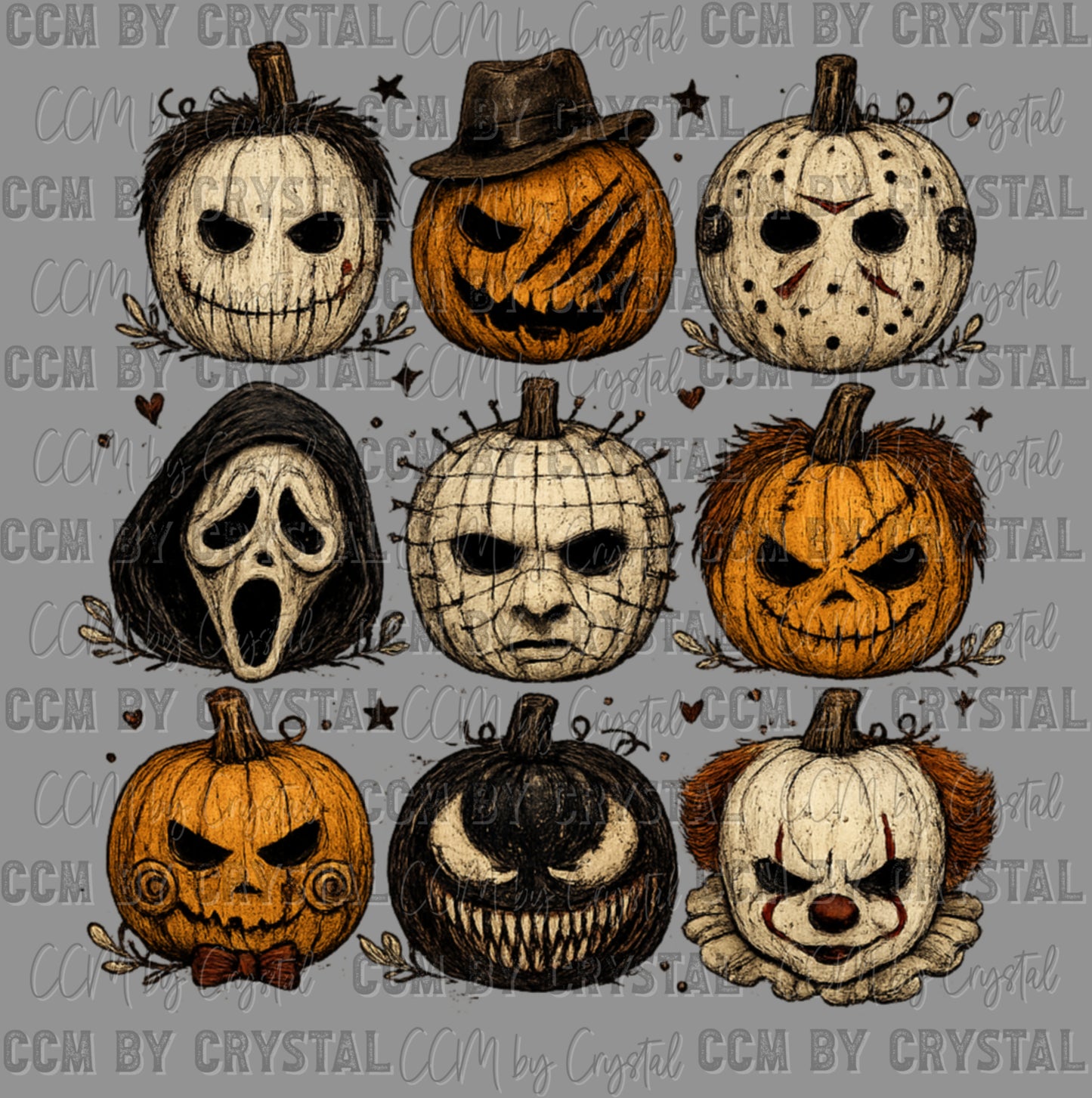 Horror Movie Pumpkins Ready to Press DTF Transfers Sublimation Transfers