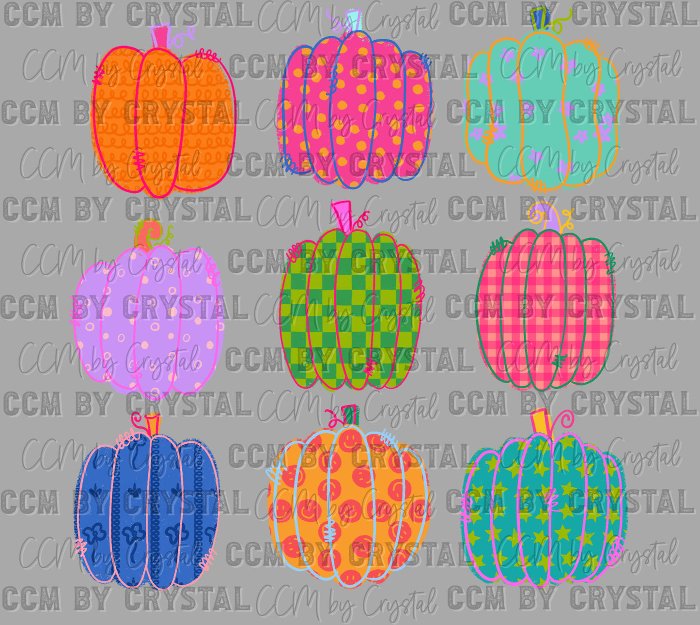 Halloween Colorful Pumpkins Ready to Press DTF Transfers Sublimation Transfers