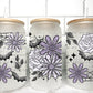 Purple Floral Halloween UV Transfer 16oz Libby Glass Can Wrap Ready to Apply