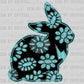 Teal Gem Rabbit Western Rodeo Ready to Press Instant Peel DTF Transfers Sublimation Transfers