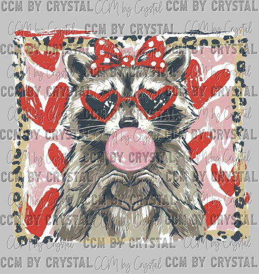 Racoon Valentines Day Ready to Press Instant Peel DTF Transfers Sublimation Transfers