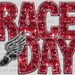 Race Day Track and Field Faux Sequins Faux Embroidery Blue Gold Ready to Press Transfer