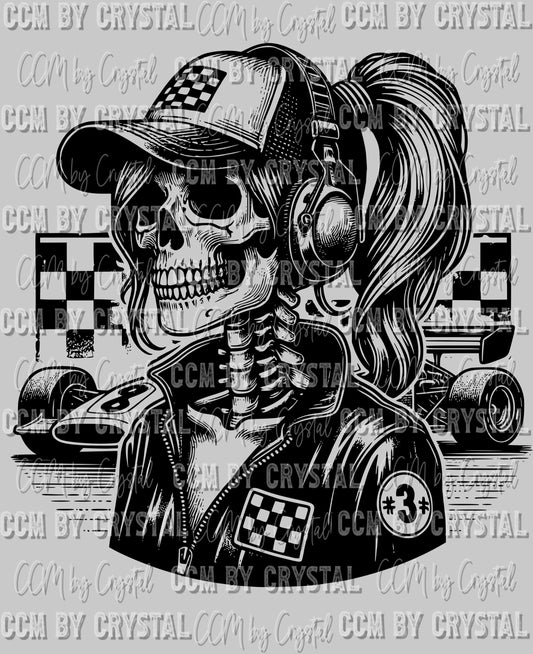 Living Life in the Pits Racing Pocket Skellie Skeleton Ready to Press DTF Sublimation Transfer